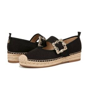 Sam Edelman Black Espadrille Flats with Gold Buckle